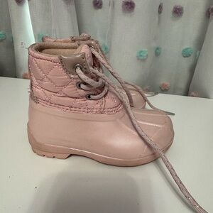 Pink Quilted Sperry toddler duck boots